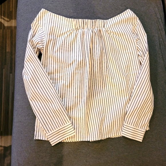 H&M Off the Shoulder Striped Top Sz 6 - Picture 4 of 12